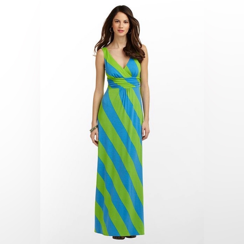 LILLY PULITZER Sloane V-neck Maxi Dress in always a party stripe SMALL $198